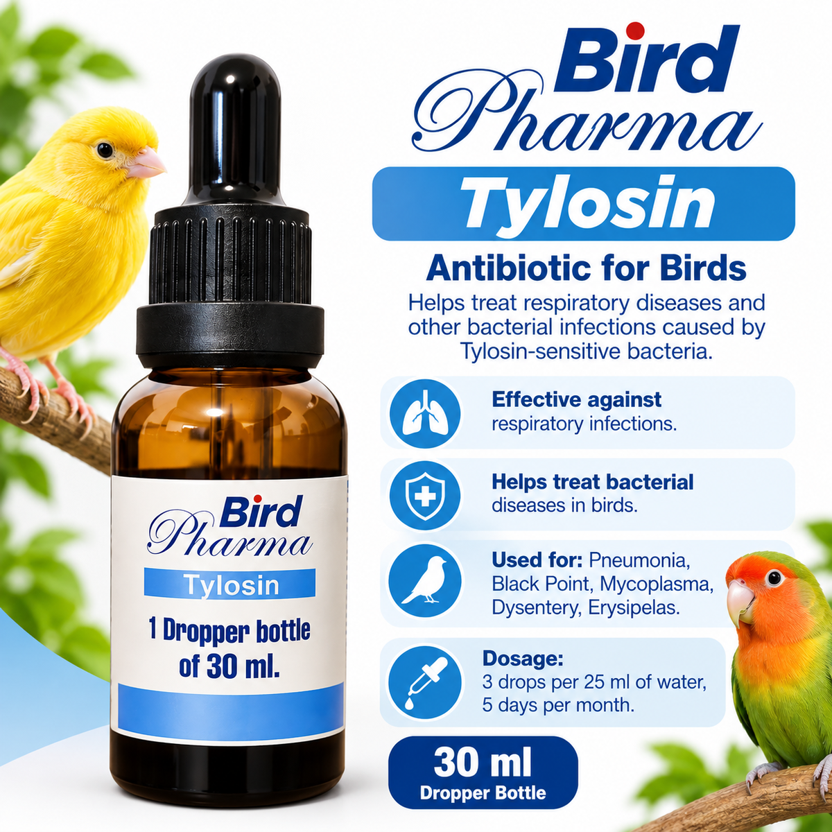 Bird pharma Tylosin 30ml made in holland