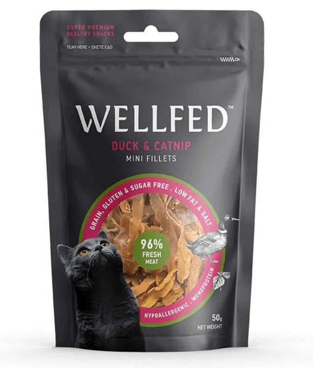 Wellfed – Monoprotein Duck & Catnip Mini Fillets – Grain & Sugar Free - 50g