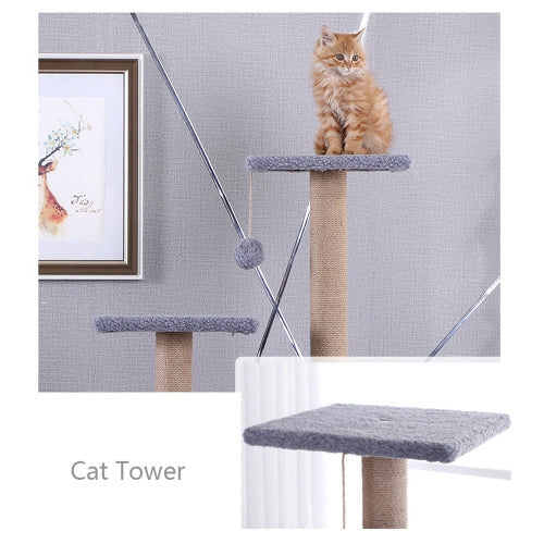 Multi-Level Cat Tower With Hammock Cats Tree Scratching Posts and Interactive Toy