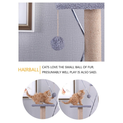 Multi-Level Cat Tower With Hammock Cats Tree Scratching Posts and Interactive Toy