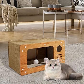 Cat Scratching Board Cat Bed Lounge Kitties Play Rest Area Large Space 2-In-1 Design Cardboard for Indoor Felines