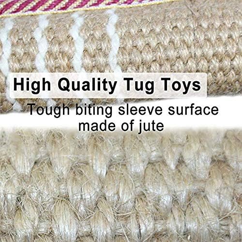Dog Tug Toy | with 2 Handles Jute Pillow Pull Toy , Perfect for Tug of War, Puppy Training Interactive Play, Bite Training Toys for Medium to Large Dog