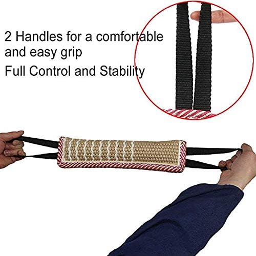 Dog Tug Toy | with 2 Handles Jute Pillow Pull Toy , Perfect for Tug of War, Puppy Training Interactive Play, Bite Training Toys for Medium to Large Dog