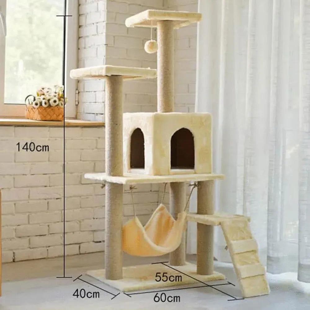 Large Cat House for Indoor Cats, Premium Cat Tree for Climbing and Scratchin