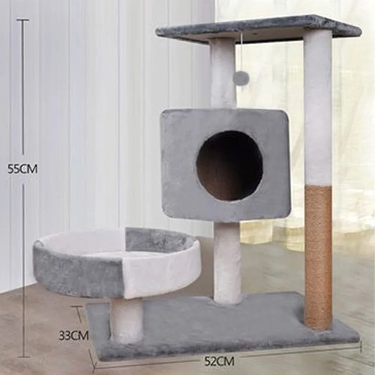 Cat Tree Top Platform Cat Tower Cat Bed Nest Condo Indoor Climbing Activity With Scratching Post (GREY) (Medium)