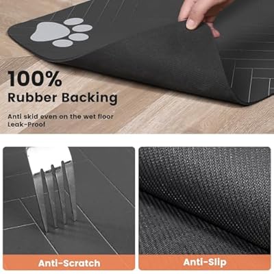 Waterproof Pet Feeding Mat for Food and water( black print)