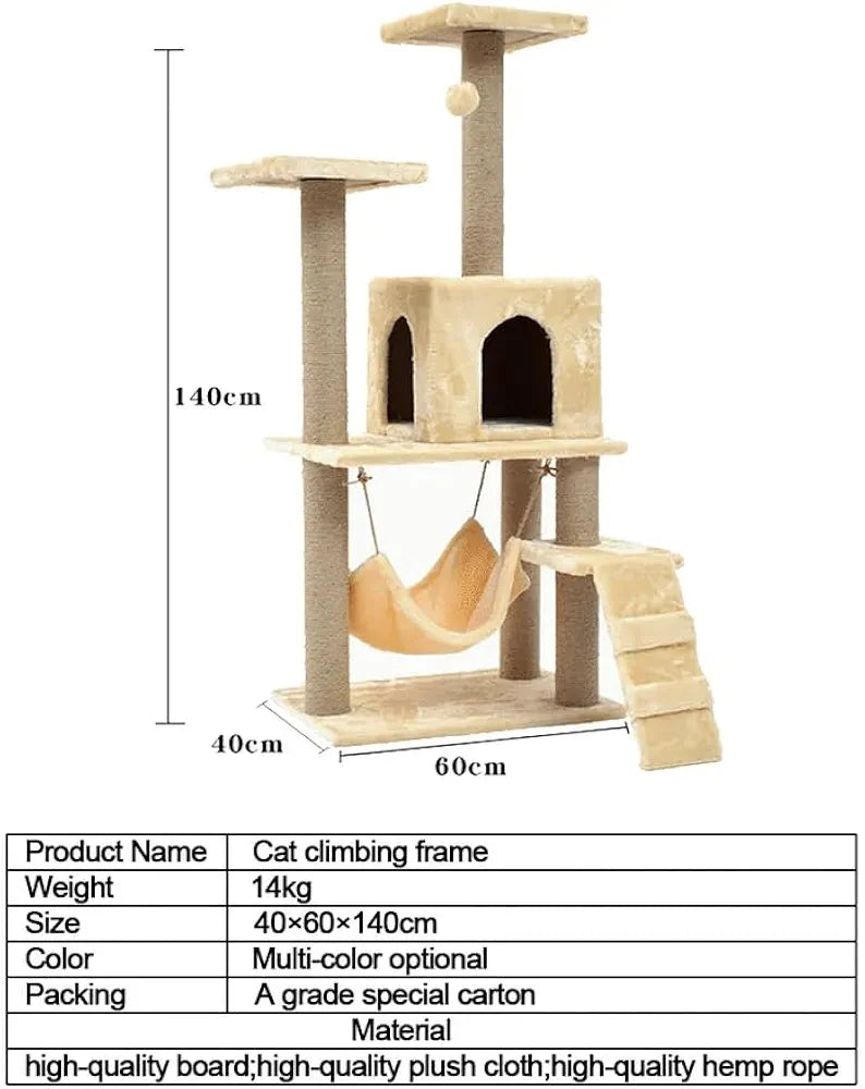 Large Cat House for Indoor Cats, Premium Cat Tree for Climbing and Scratchin