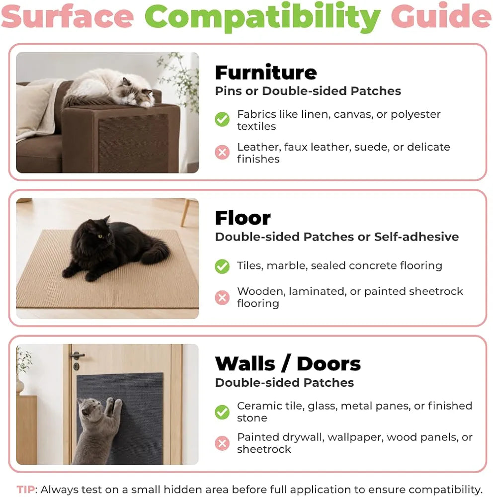 Self-Adhesive, Trimmable Cat Scratch Pad Cover - Carpet, Sofa, Floor & Wall Protector / brown