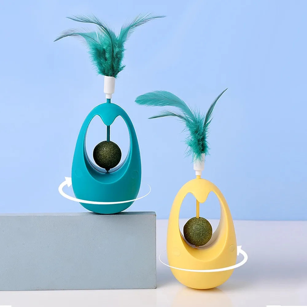 Interactive Cat Toys Pet Toy with Catnip Balls for Cats and Kitten Training Yellow