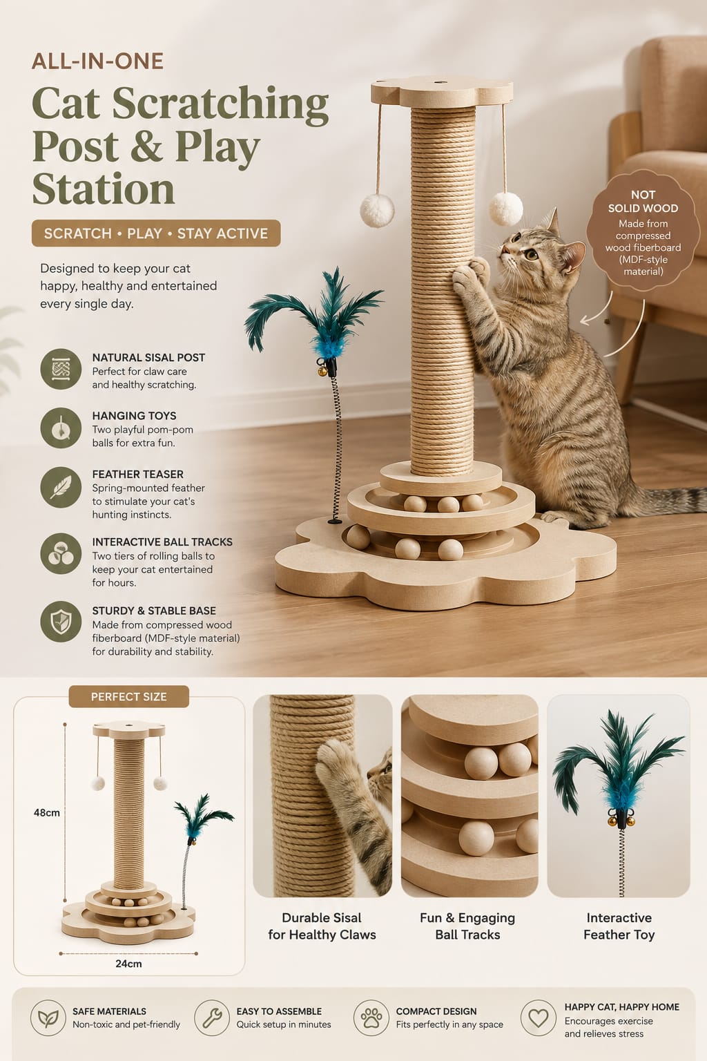 Cat Scratching Post & Interactive Play Station