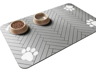Waterproof Pet Feeding Mat for Food and Water Bowl ( Grey)