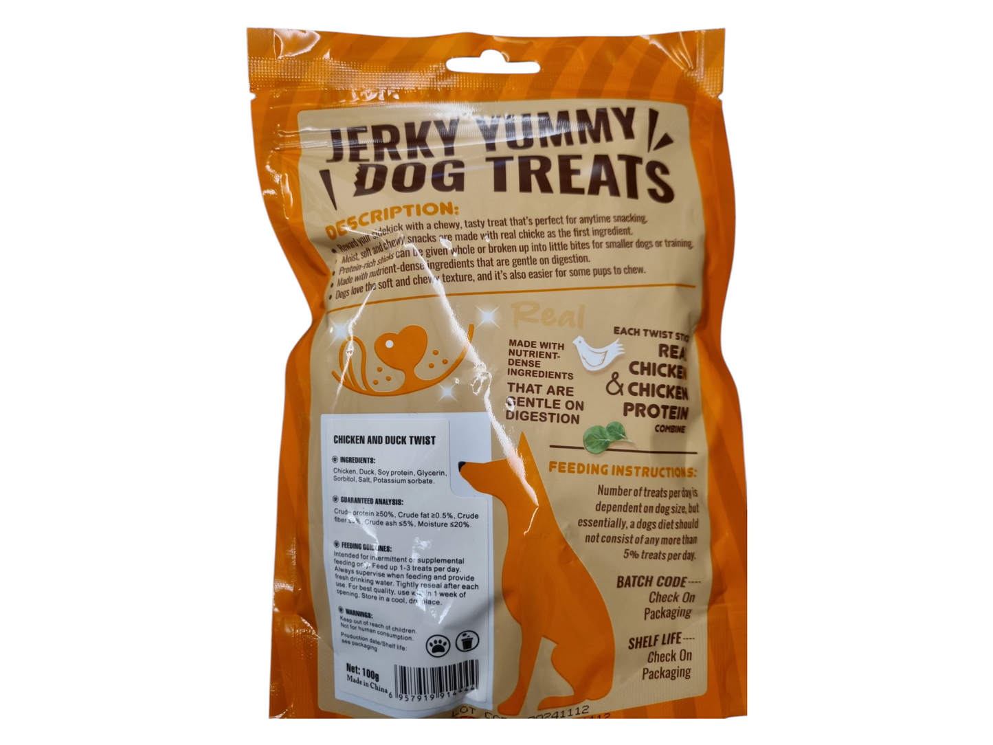 Jerky yummy dog treat( chicken & duck) 100g