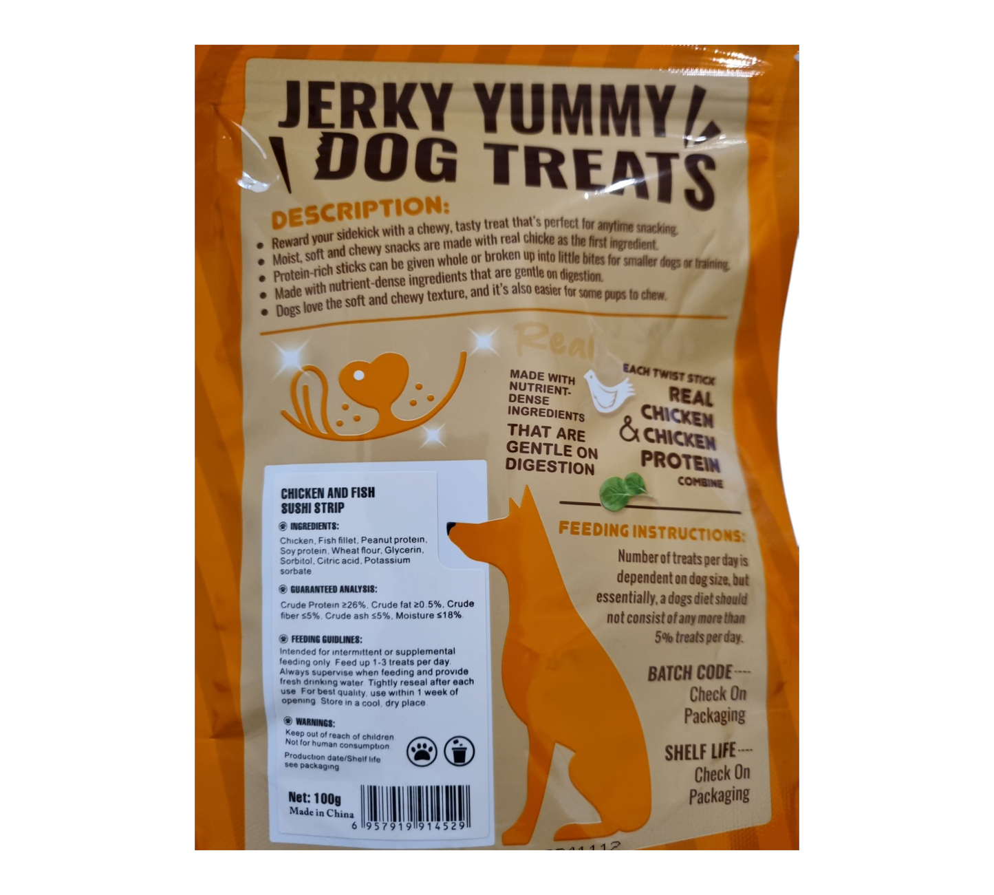 Jerky yummy dog treat chicken& fish 100g