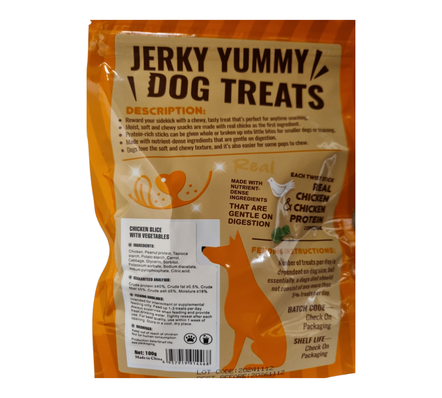 Jerky yummy chicken with carrot& cabbage 100g