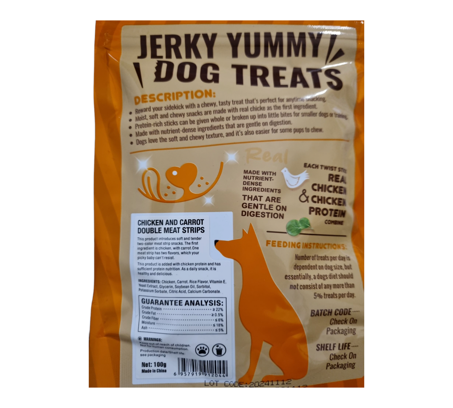Jerky yummy dog treat chicken& carrot
