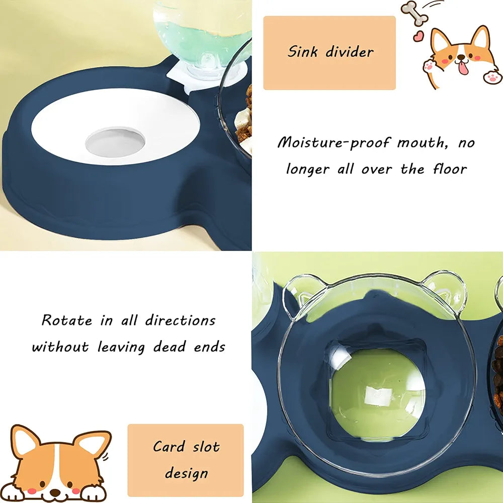 Pet Bowl Plastic Dog Bowl Double Bowl Automatic Drinking