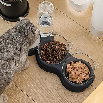 Pet Bowl Plastic Dog Bowl Double Bowl Automatic Drinking