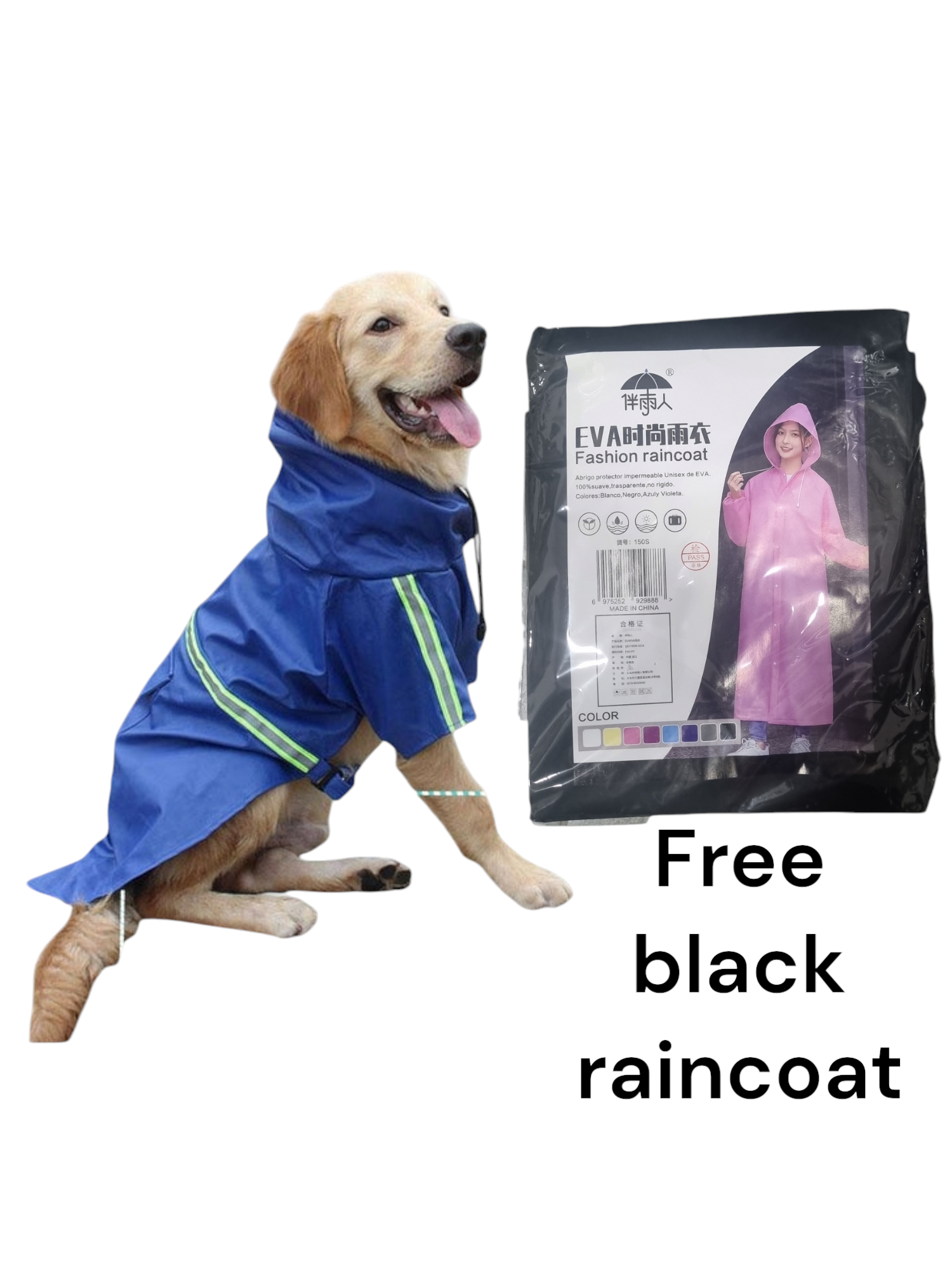 Specialized Dog Raincoat with Reflective Strips Bleu free rain co