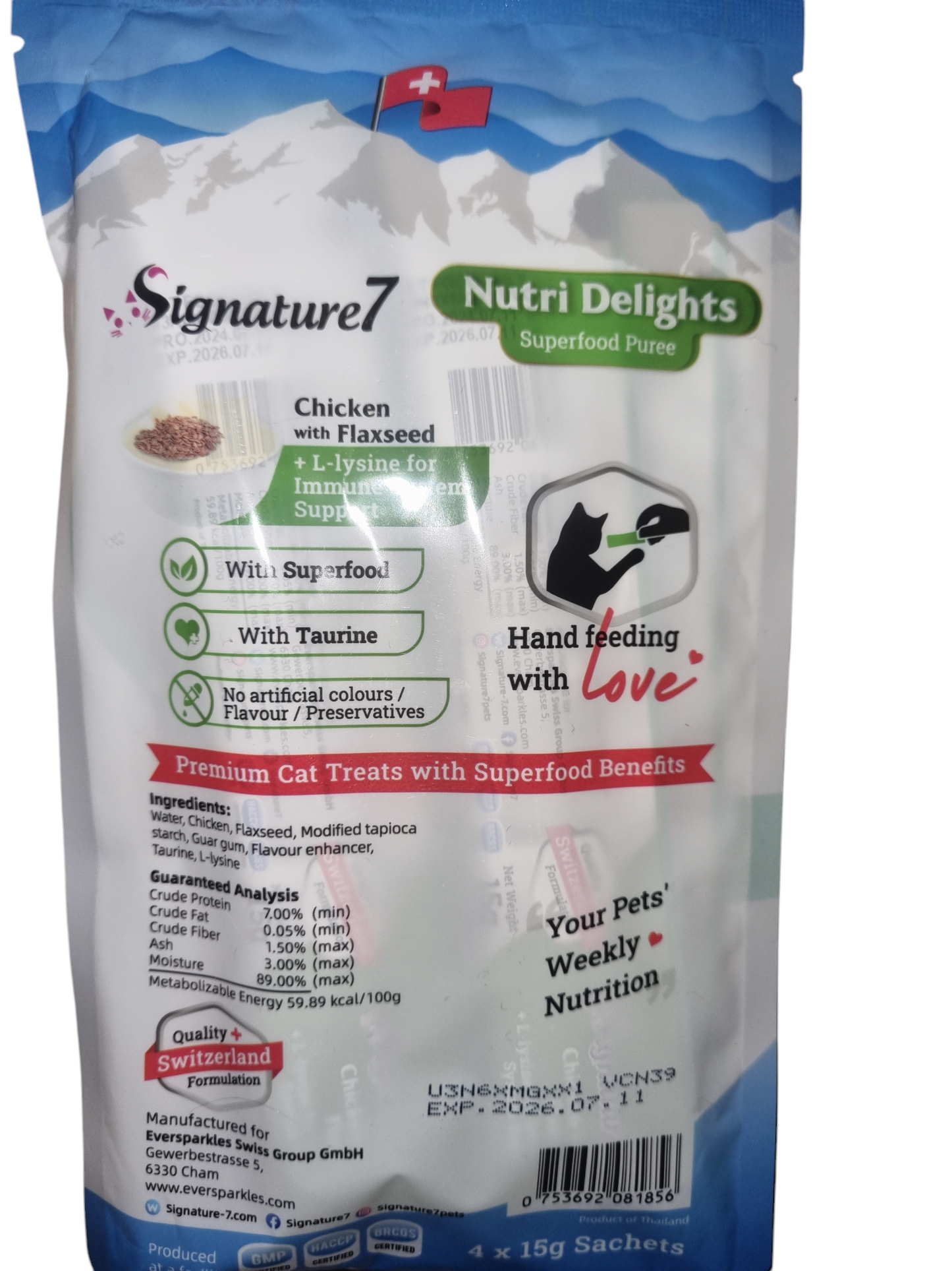 Premium liquid snack chicken with flexseed