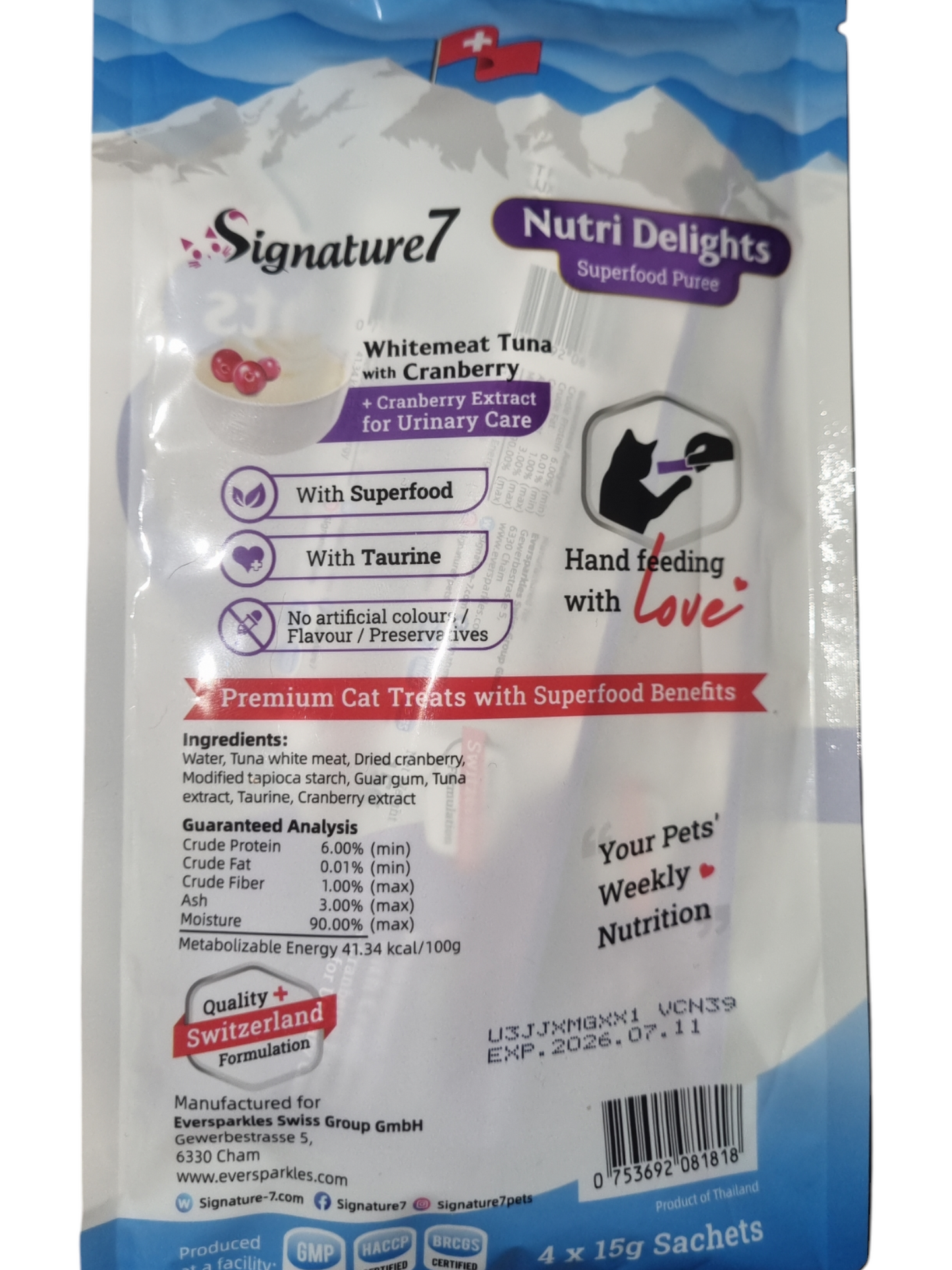 Premium liquid snack whitemeat tuna with cramberry