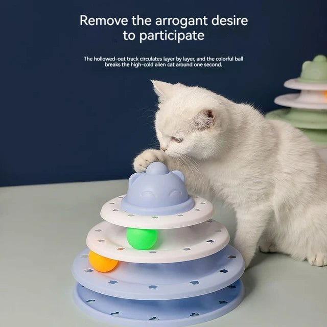 Cat Toy Tower Turntable Roller Balls Toys Interactive Intelligence Training Track Puzzle Funny Games