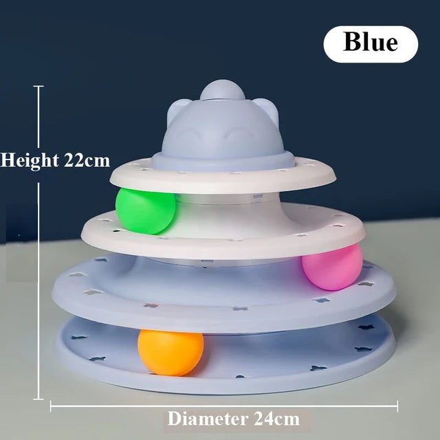 Cat Toy Tower Turntable Roller Balls Toys Interactive Intelligence Training Track Puzzle Funny Games