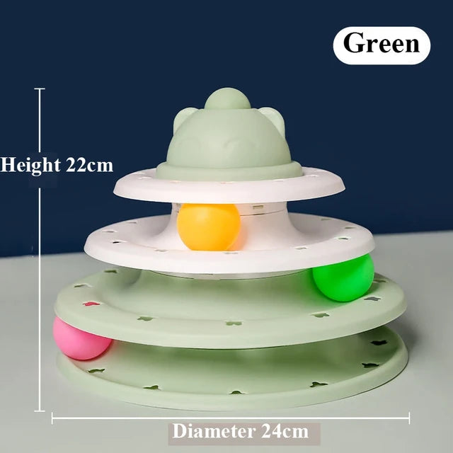 Cat Toy Tower Turntable Roller Balls Toys Interactive Intelligence Training Track Puzzle Funny Games