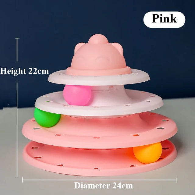 Cat Toy Tower Turntable Roller Balls Toys Interactive Intelligence Training Track Puzzle Funny Games