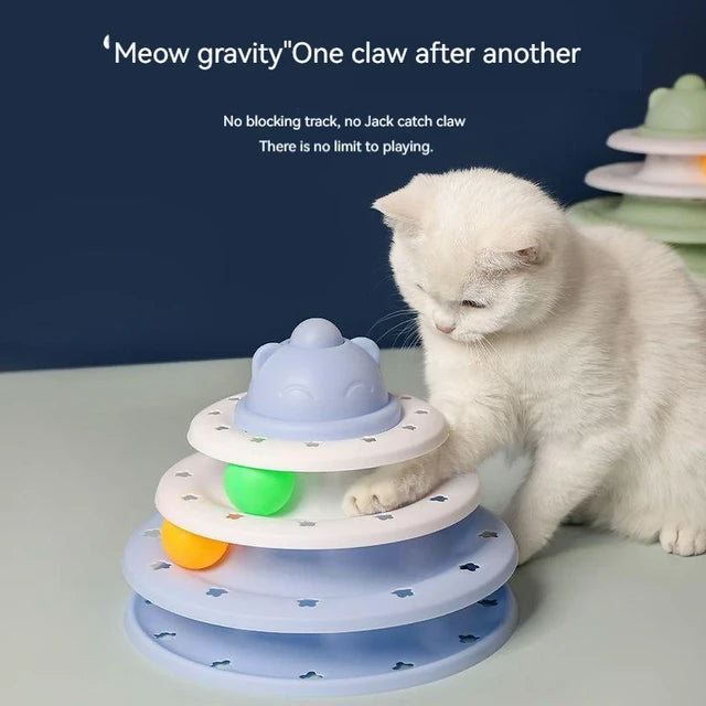 Cat Toy Tower Turntable Roller Balls Toys Interactive Intelligence Training Track Puzzle Funny Games