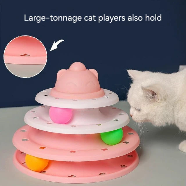 Cat Toy Tower Turntable Roller Balls Toys Interactive Intelligence Training Track Puzzle Funny Games