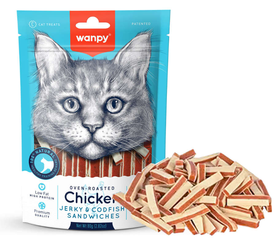 Oven rosted chicken jerky& codfish sandwiches 80g