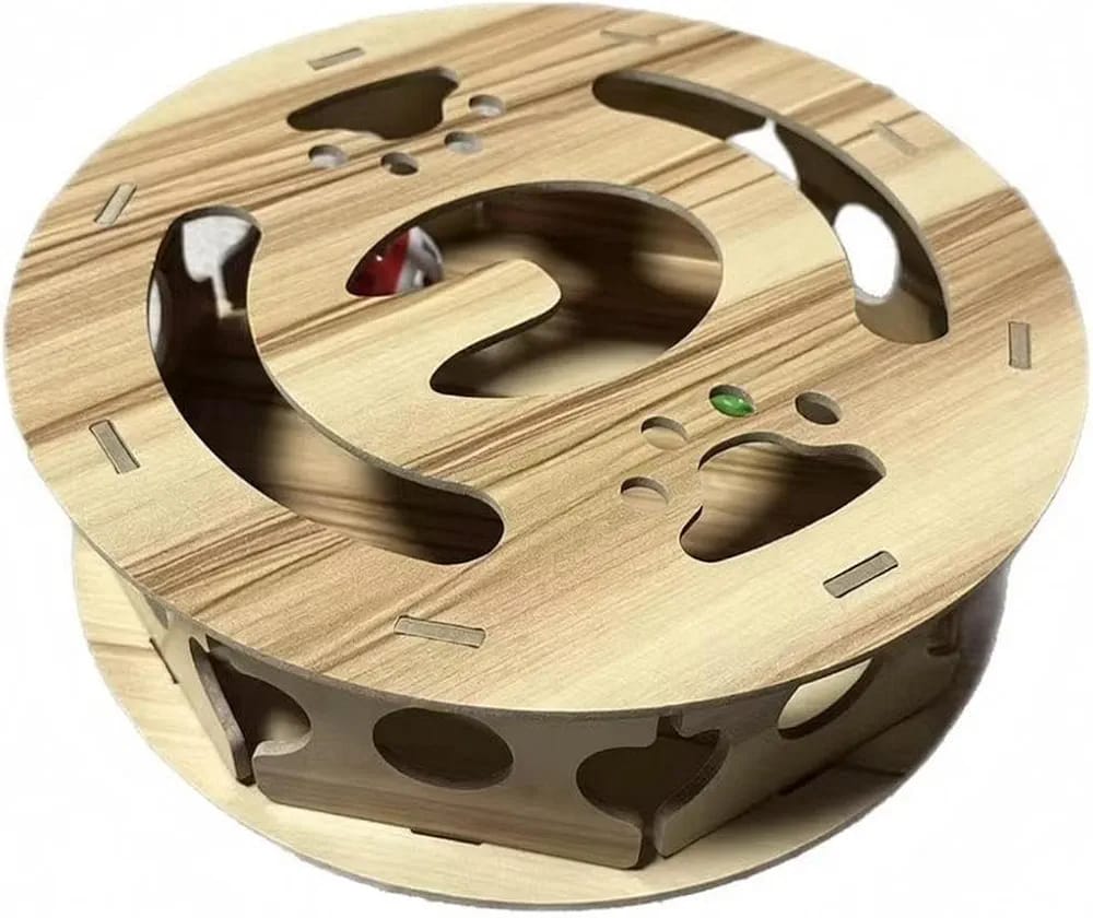 Wooden Cat Maze Cutout Openings Cat Maze Box Wood Grain Finish