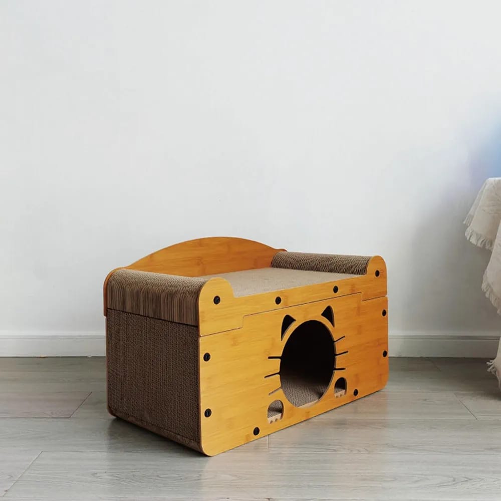 Modern cat bed with scratcher