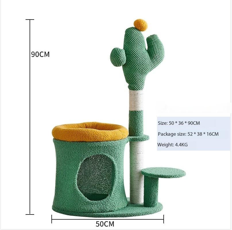 Cactus cat climbing tree