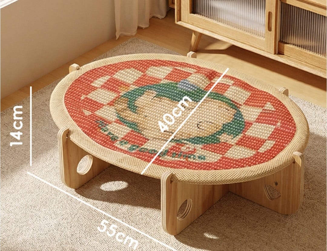 Cute Wooden Cat Scratching & Play Table