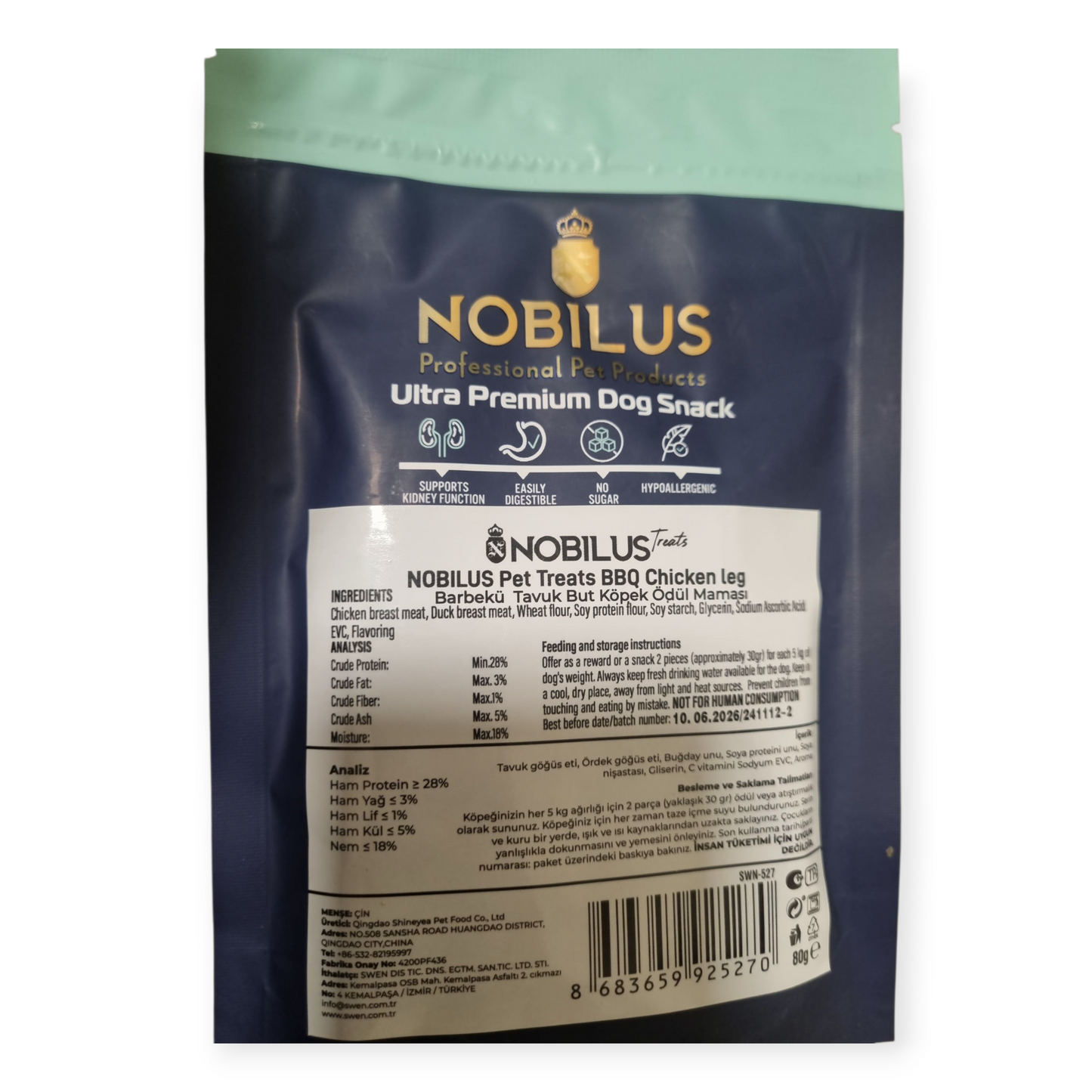 Nobilus Premium chicken leg dog treat 80g