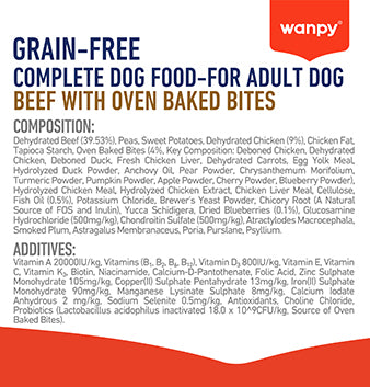 WANPY Grain Free Complete Food For Adult Dog Beef Recipe 12kg
