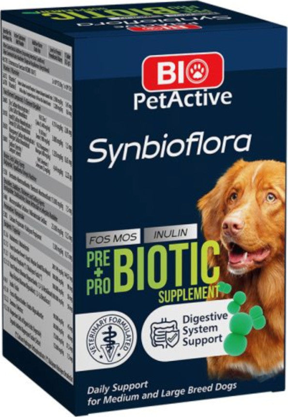 Bio PetActive Synbioflora Pre+Probiotics for Medium & Large Breed Dogs 60chewable tablets