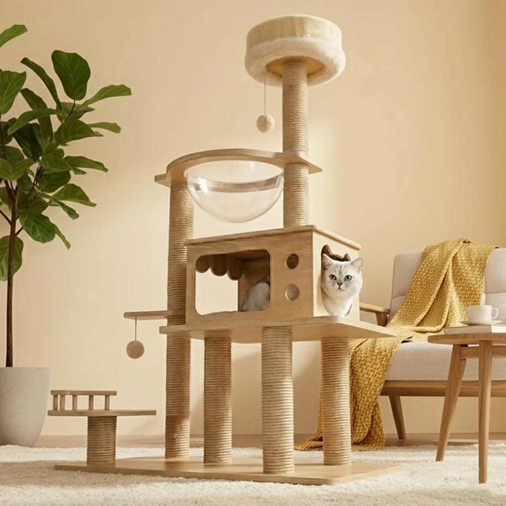 Modern cat Climbing Frame, Multifunctional cat Climbing Tower, Safe Climbing and Scratching, Adaptable to Various Home Designs, Providing Comfort and Protection for Cats at Heights