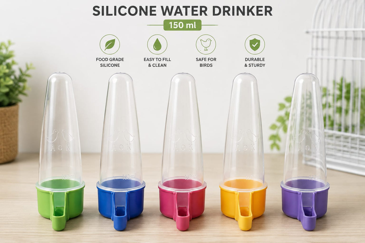 🐦 150ml Silicone Bird Water Feeder