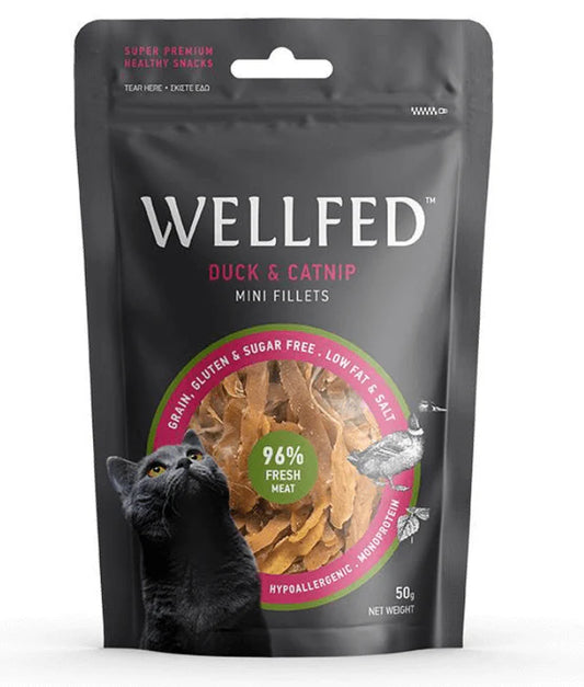 Wellfed – Monoprotein Duck & Catnip Mini Fillets – Grain & Sugar Free - 50g