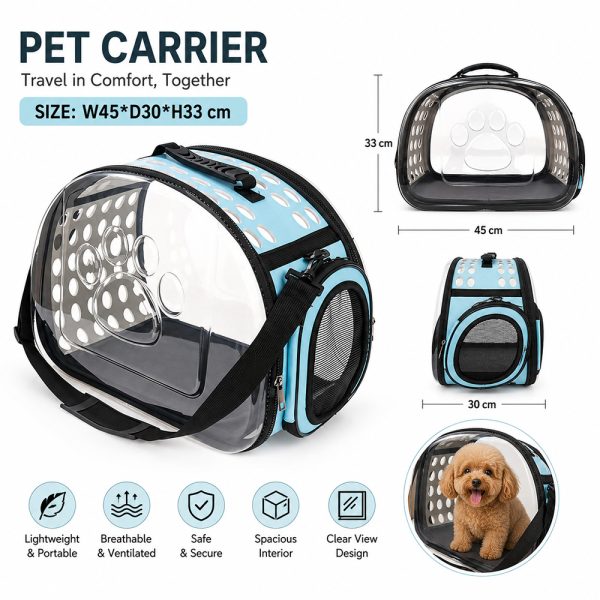 Pet bag collapsible transparent