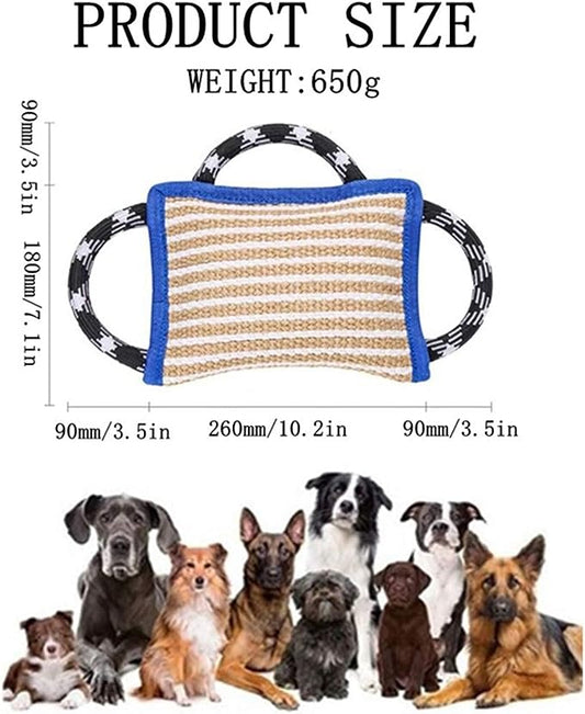 Interactive Dog Toys Durable Comfortable Handle Jute Bite Pillow Tug of War Eco-Friendly