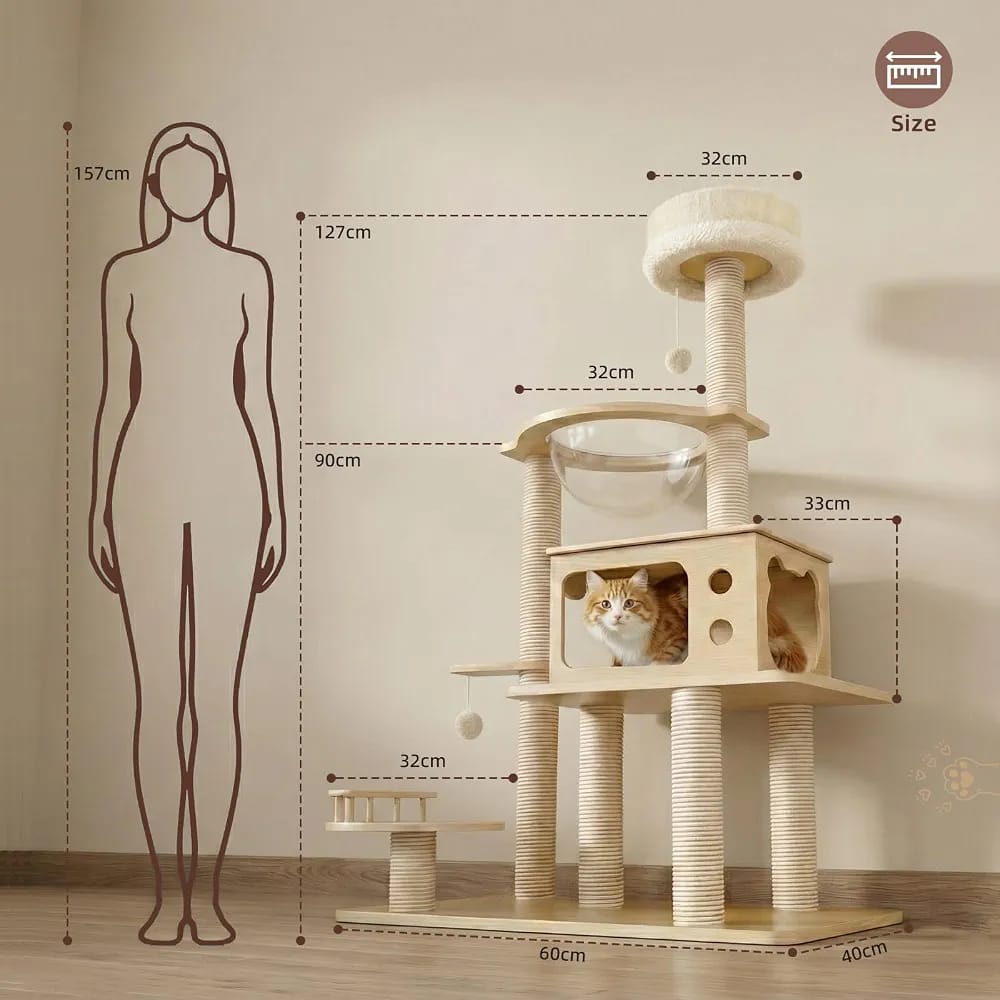 Modern cat Climbing Frame, Multifunctional cat Climbing Tower, Safe Climbing and Scratching, Adaptable to Various Home Designs, Providing Comfort and Protection for Cats at Heights