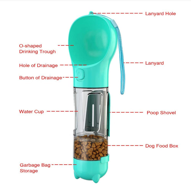 Dog portable water bottle 300ml+ food storage