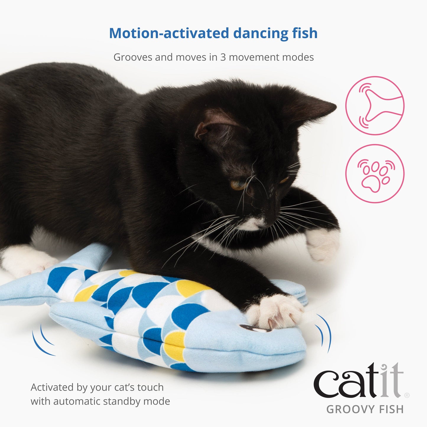 Catit Groovy Fish Interactive Cat Toy with Catnip (bleu)