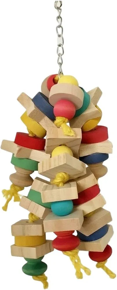 Chewable Gnaw Toy with Wooden Blocks Natural Parrot Gnaw Toy