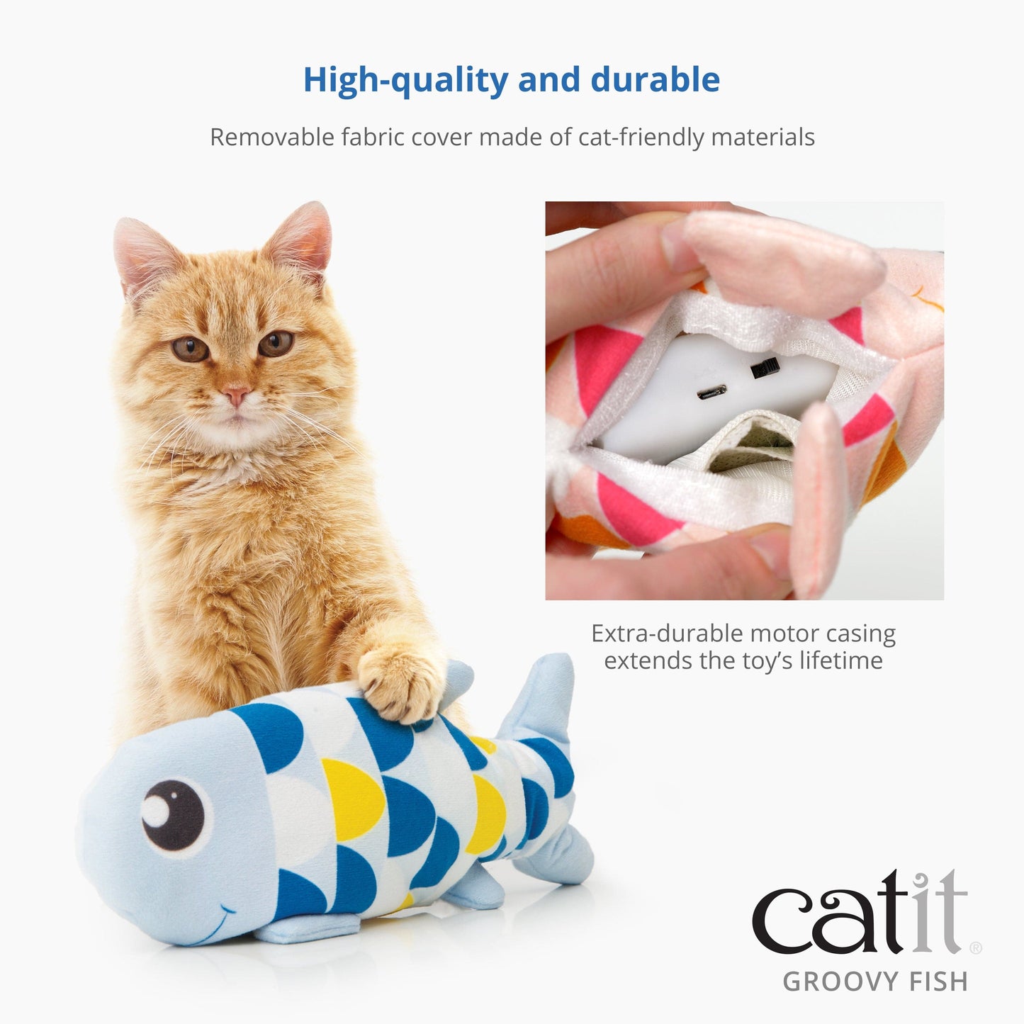 Catit Groovy Fish Interactive Cat Toy with Catnip (bleu)