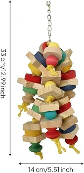 Chewable Gnaw Toy with Wooden Blocks Natural Parrot Gnaw Toy