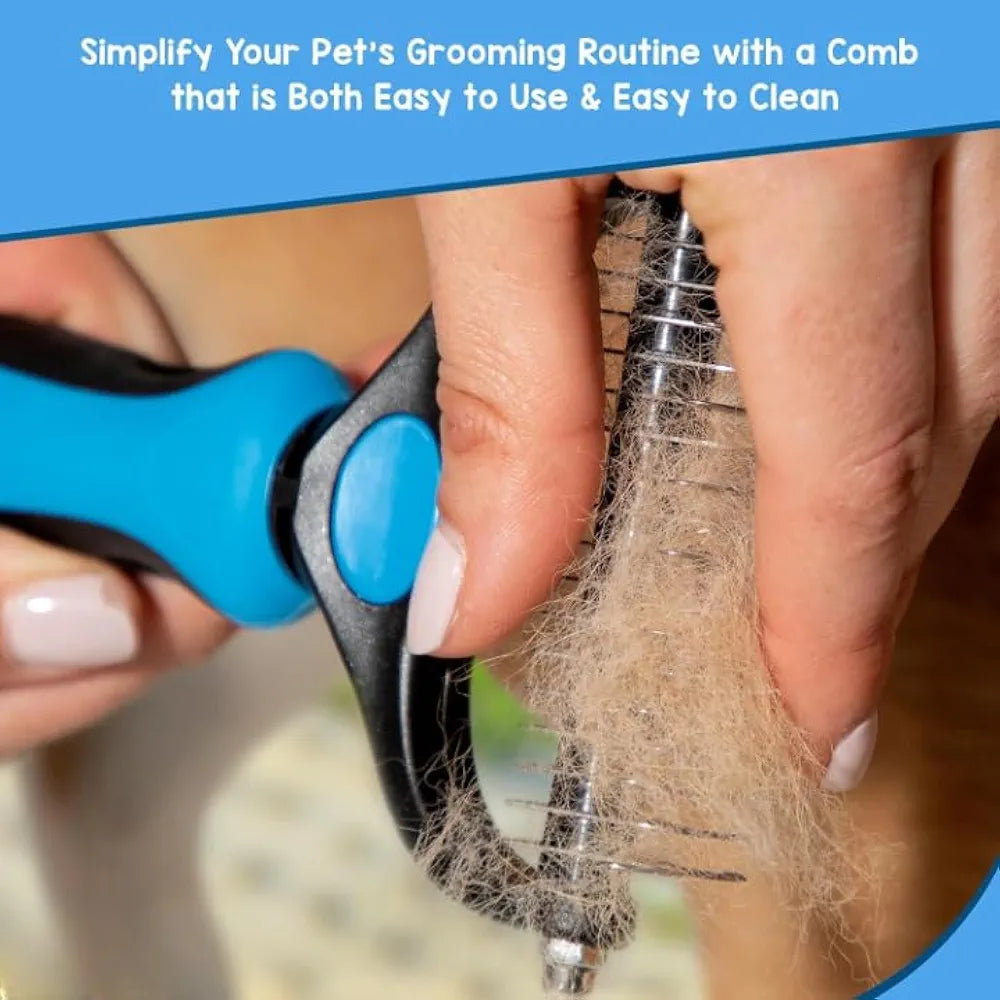 Grooming Brush - Double Sided Shedding and Dematting Undercoat Rake Comb for Dogs and Cats,Extra Wide,Dog Grooming Brush, Dog Shedding Brush